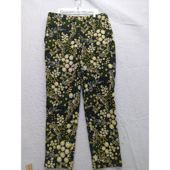 Current Air Black Floral Pants Womens S Daisy Print Tapered Leg 32" Length