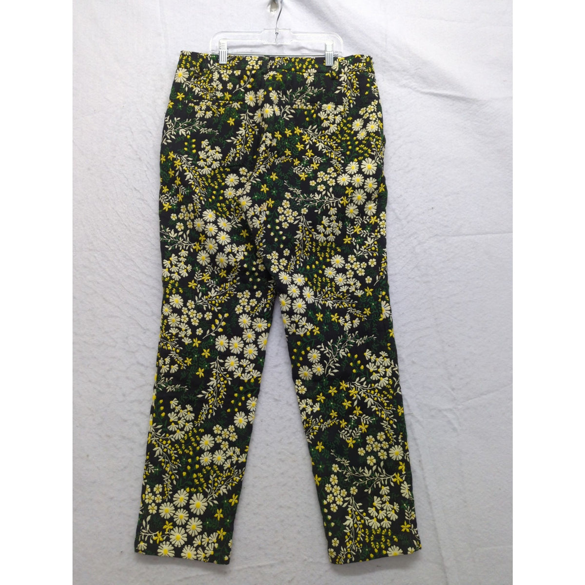 Current Air Black Floral Pants Womens S Daisy Print Tapered Leg 32" Length