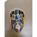 Hand-Carved Wooden Jaguar Mask With Painted Polka Dot Design - 9" Height - Wall Hanging Decorative Art Piece