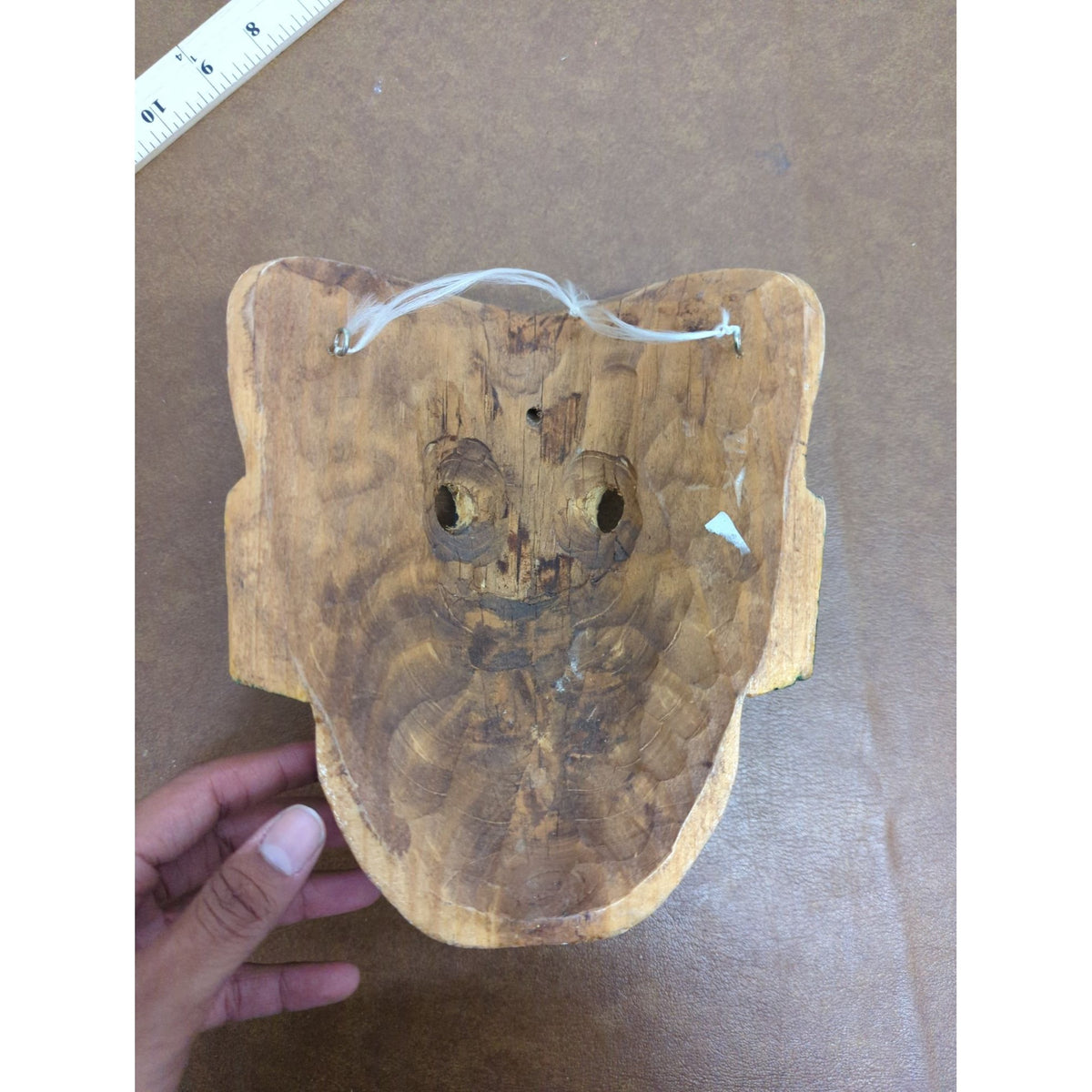 Hand-Carved Wooden Jaguar Mask With Painted Polka Dot Design - 9" Height - Wall Hanging Decorative Art Piece