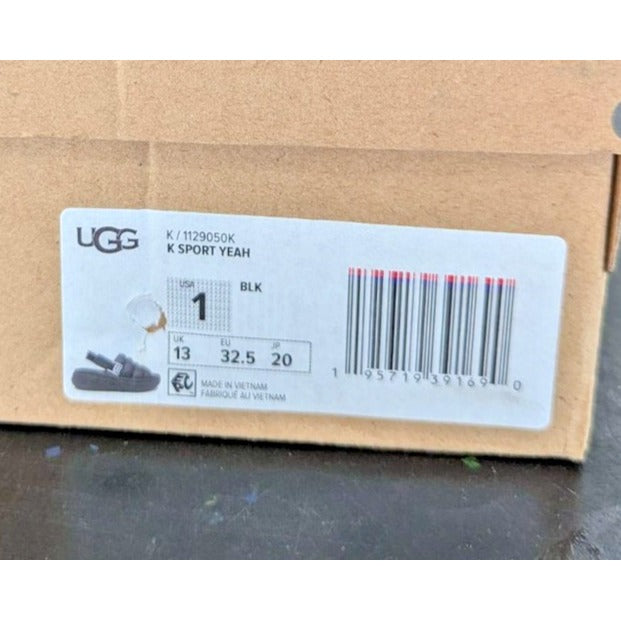 Ugg Kids Sport Yeah Black Platform Slide Sandals W Box Size 1 Comfortable & Styl