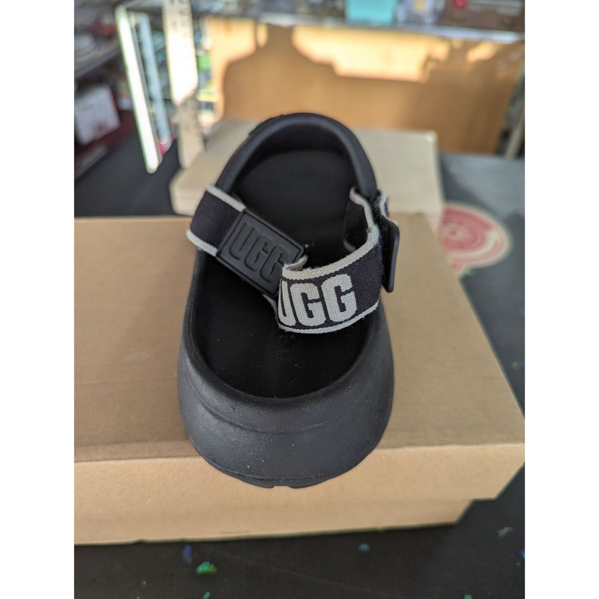 Ugg Kids Sport Yeah Black Platform Slide Sandals W Box Size 1 Comfortable & Styl