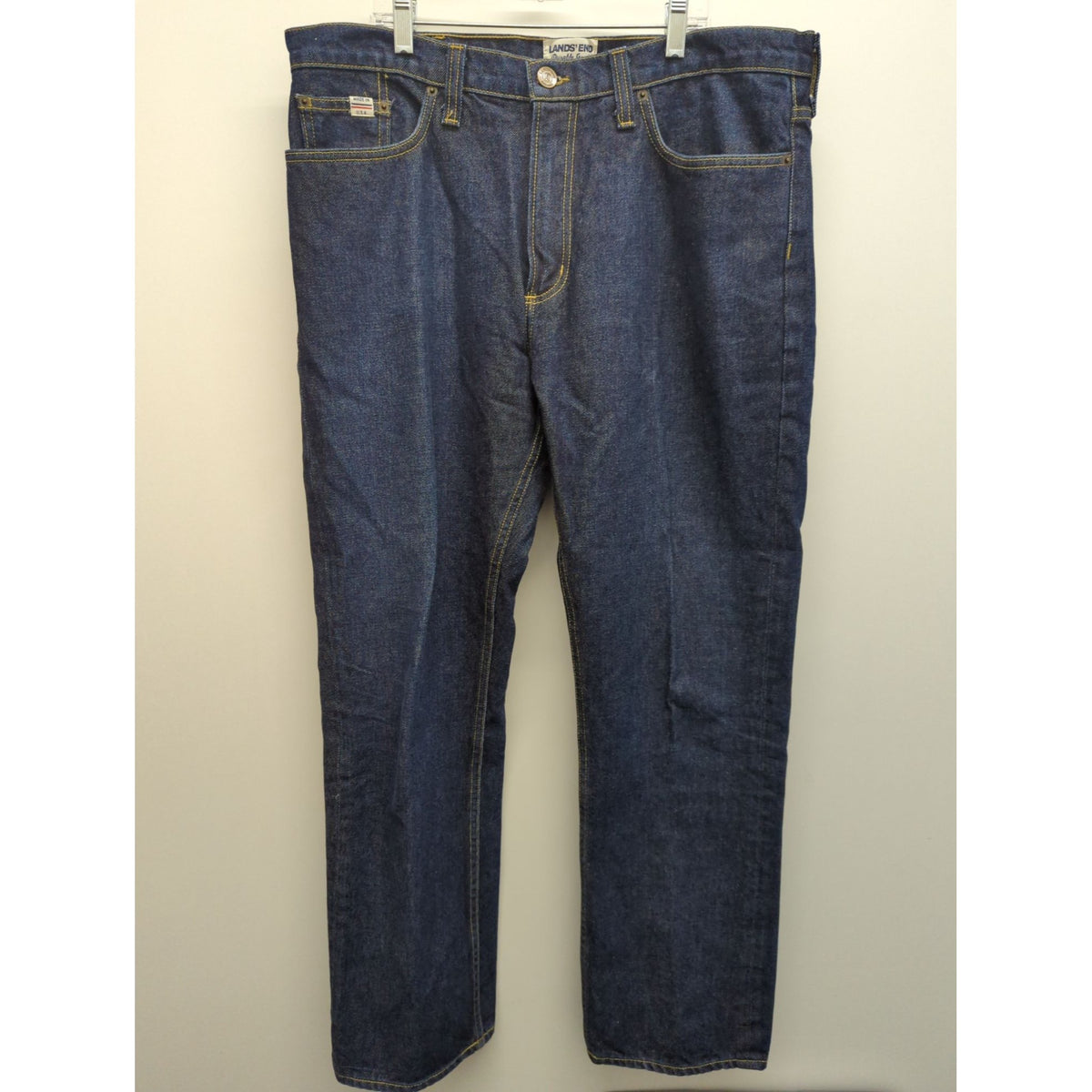 Lands End Mens Straight Fit Denim Jeans Size 36 Made In USA Durable Goods