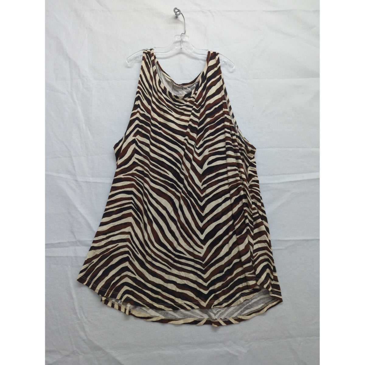 Maurices Womens Zebra Print Sleeveless Tunic Top Size 3X Brown & White Lightweight & Flowy