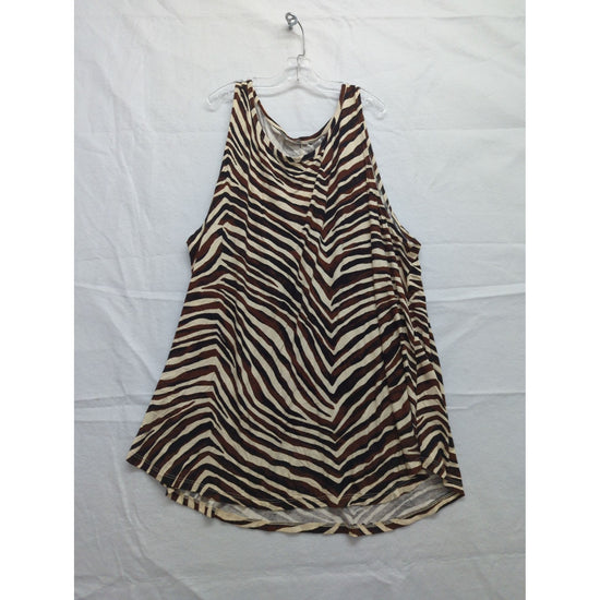 Maurices Womens Zebra Print Sleeveless Tunic Top Size 3X Brown & White Lightweight & Flowy