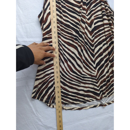 Maurices Womens Zebra Print Sleeveless Tunic Top Size 3X Brown & White Lightweight & Flowy