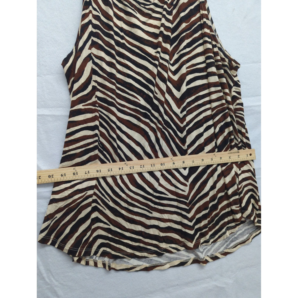 Maurices Womens Zebra Print Sleeveless Tunic Top Size 3X Brown & White Lightweight & Flowy