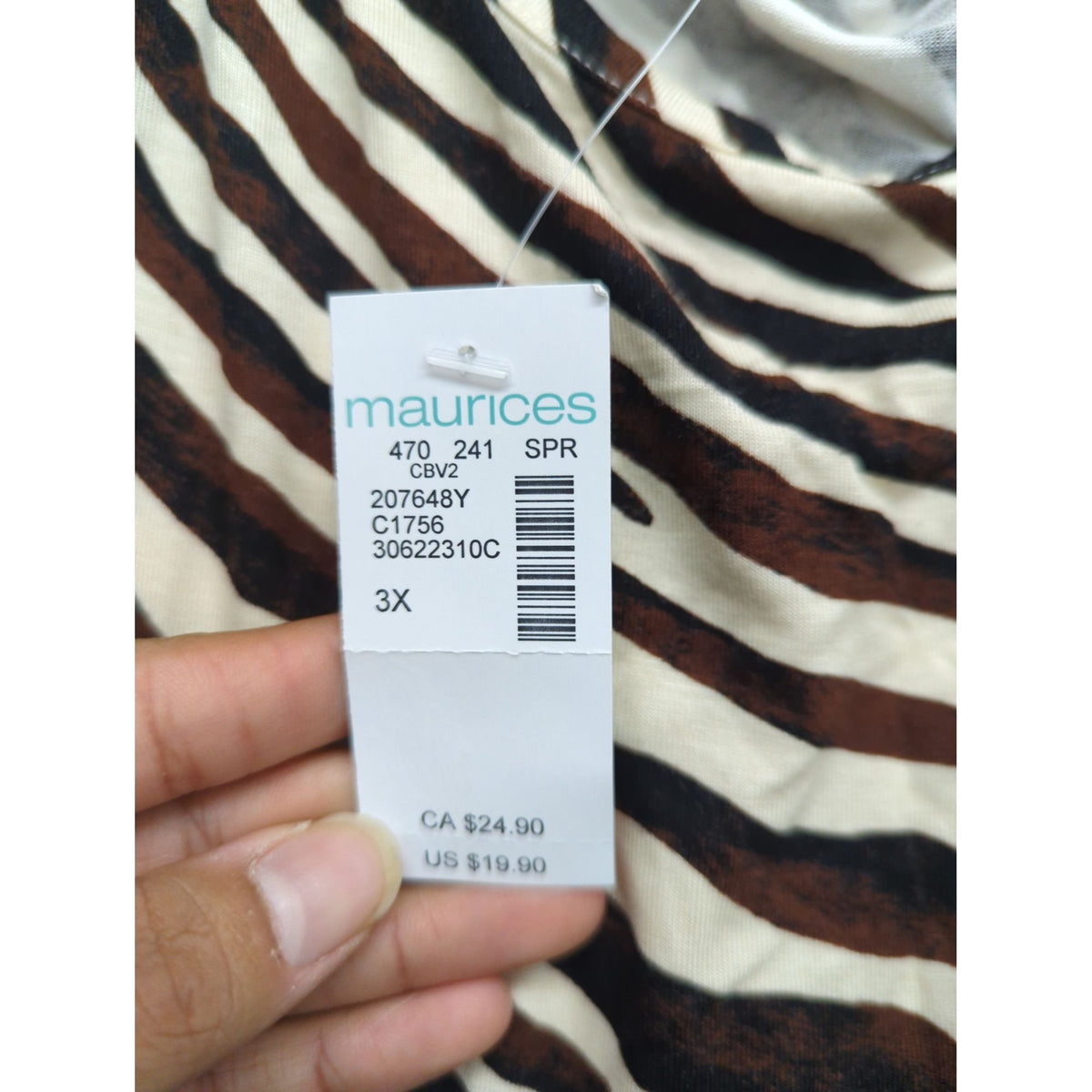 Maurices Womens Zebra Print Sleeveless Tunic Top Size 3X Brown & White Lightweight & Flowy