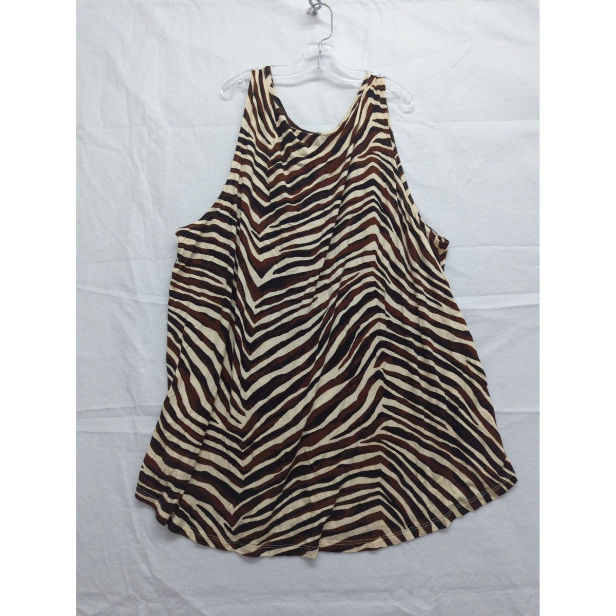 Maurices Womens Zebra Print Sleeveless Tunic Top Size 3X Brown & White Lightweight & Flowy