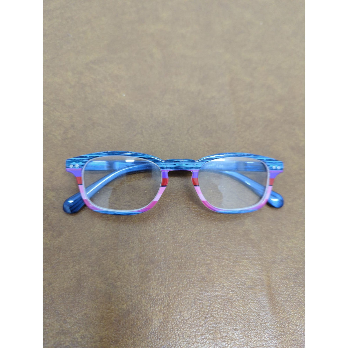 Blue Planet Eyewear Rectangle Glasses With Case - Blue & Pink Frames