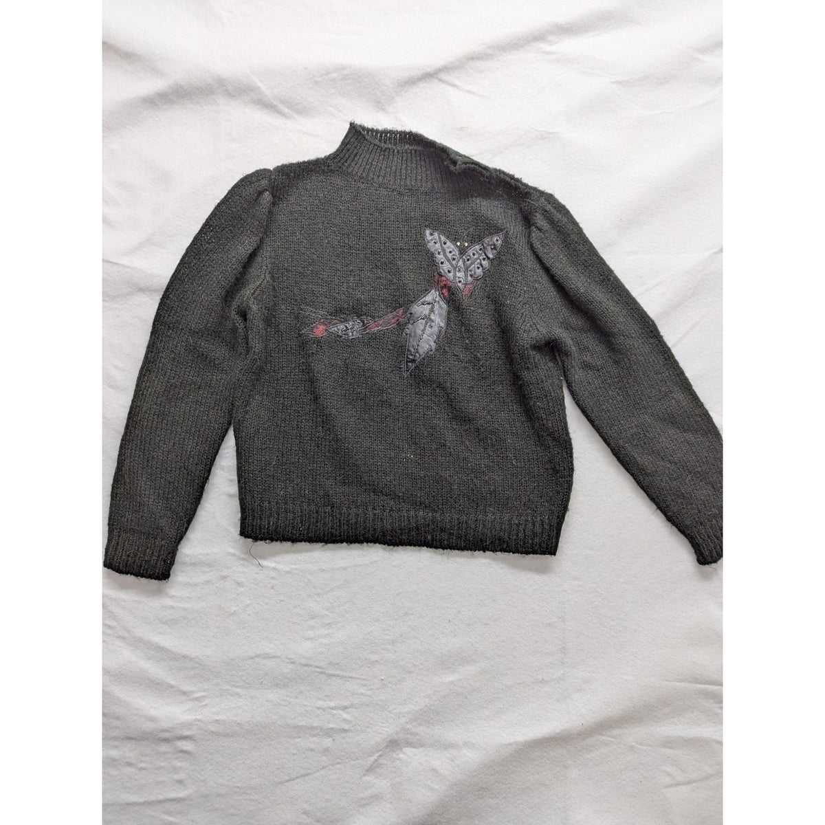 Shenanigans Womens Moth Sweater M Gray 100% Acrylic Made In Korea