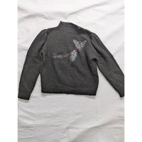 Shenanigans Womens Moth Sweater M Gray 100% Acrylic Made In Korea