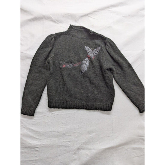 Shenanigans Womens Moth Sweater M Gray 100% Acrylic Made In Korea