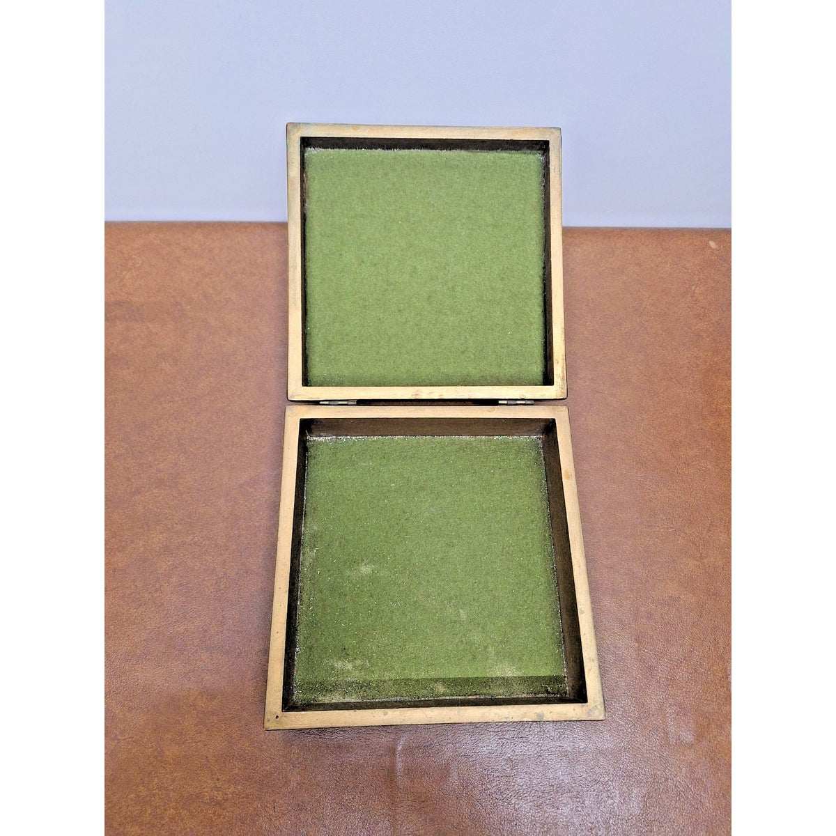 Vintage Hand-Painted Wooden Trinket Box With Scenic Tree Design & Hinged Lid