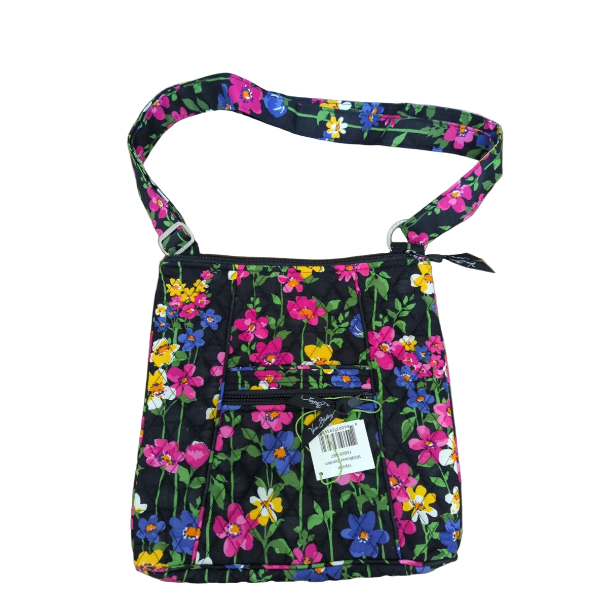 Vera Bradley Hipster Crossbody Bag In Wildflower Garden Print Quilted Fabric Adjustable Strap Multiple Zipper Pockets 11" x 11"