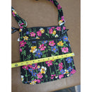 Vera Bradley Hipster Crossbody Bag In Wildflower Garden Print Quilted Fabric Adjustable Strap Multiple Zipper Pockets 11" x 11"