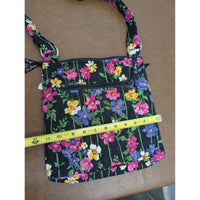 Vera Bradley Hipster Crossbody Bag In Wildflower Garden Print Quilted Fabric Adjustable Strap Multiple Zipper Pockets 11" x 11"