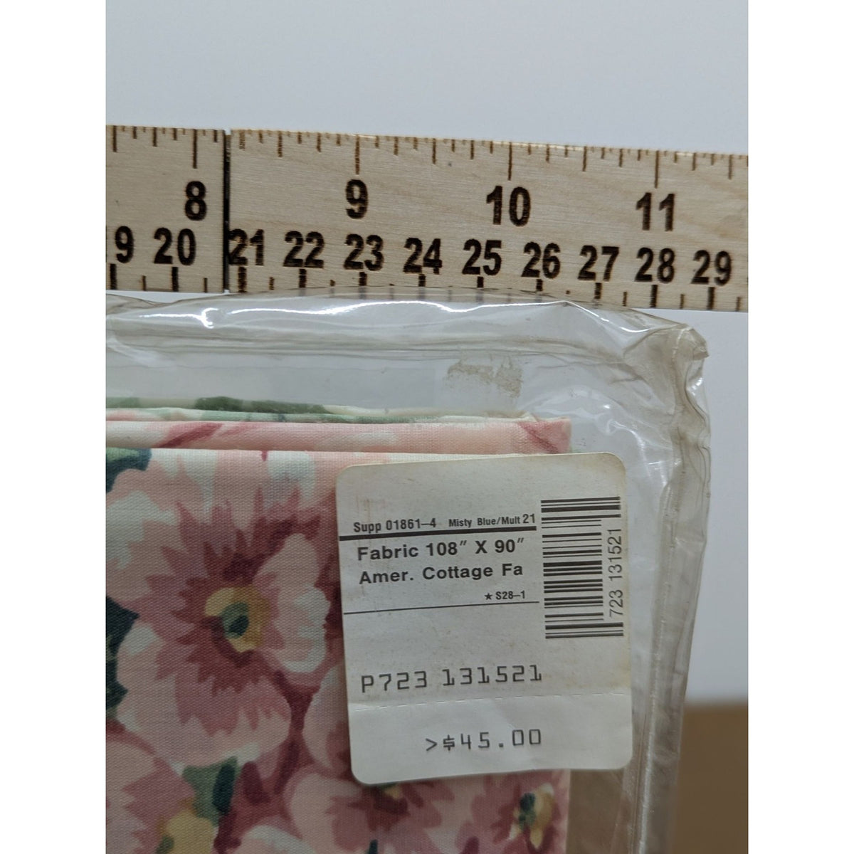 Elizabeth Gray Decorative Fabric 108" X 90" Misty Blue Multi Floral Cotton Blend