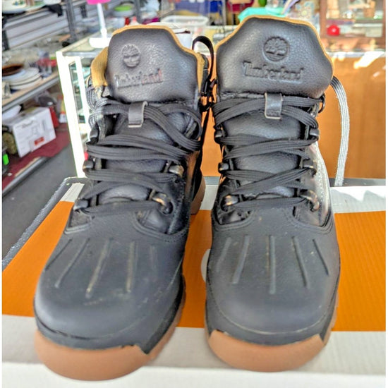 Timberland Euro Hiker Shell Toe Black Leather Hiking Boots Size Y2.5