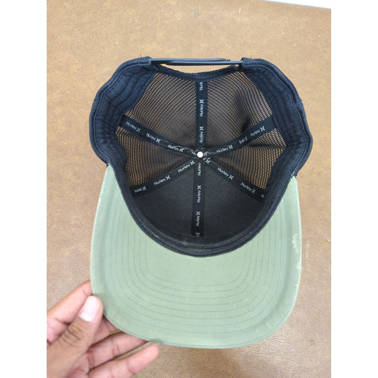 Hurley Olive Green & Black Mesh Snapback Trucker Hat Adjustable Size Lightweight & Breathable Design
