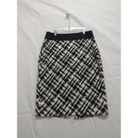 White House Black Market Plaid Pencil Skirt Size 8 Black & White Tweed Back Zip 24" Length