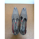 Vintage Handcrafted Beaded Mojari Shoes With Pointed Toe Design Size 9 Black & Silver. Pre-Owned Condition.