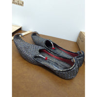 Vintage Handcrafted Beaded Mojari Shoes With Pointed Toe Design Size 9 Black & Silver. Pre-Owned Condition.