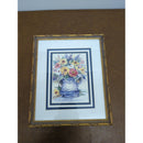 Framed Floral Print With Gold Ornate Frame 14" x 12" Wall Art Home Decor