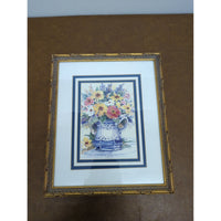 Framed Floral Print With Gold Ornate Frame 14" x 12" Wall Art Home Decor