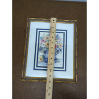 Framed Floral Print With Gold Ornate Frame 14" x 12" Wall Art Home Decor