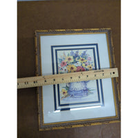 Framed Floral Print With Gold Ornate Frame 14" x 12" Wall Art Home Decor