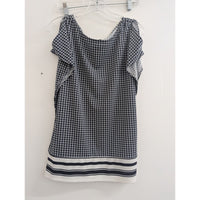 Ann Taylor Womens Houndstooth Ruffle Sleeve Blouse Size L Made In Vietnam