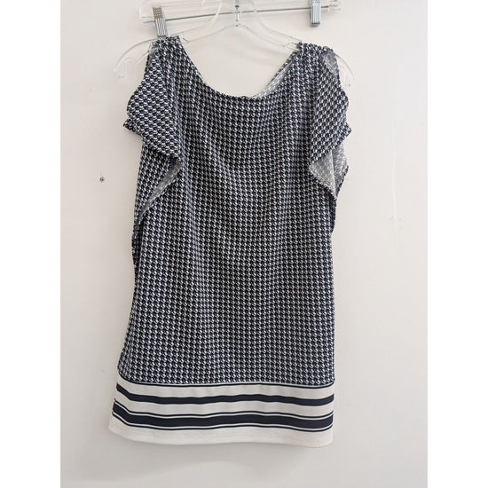 Ann Taylor Womens Houndstooth Ruffle Sleeve Blouse Size L Made In Vietnam