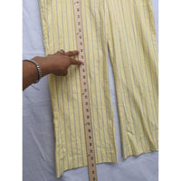 Express Design Studio Yellow Striped Editor Pants Size 10 Cotton Blend Womens Straight-Leg