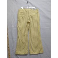 Express Design Studio Yellow Striped Editor Pants Size 10 Cotton Blend Womens Straight-Leg