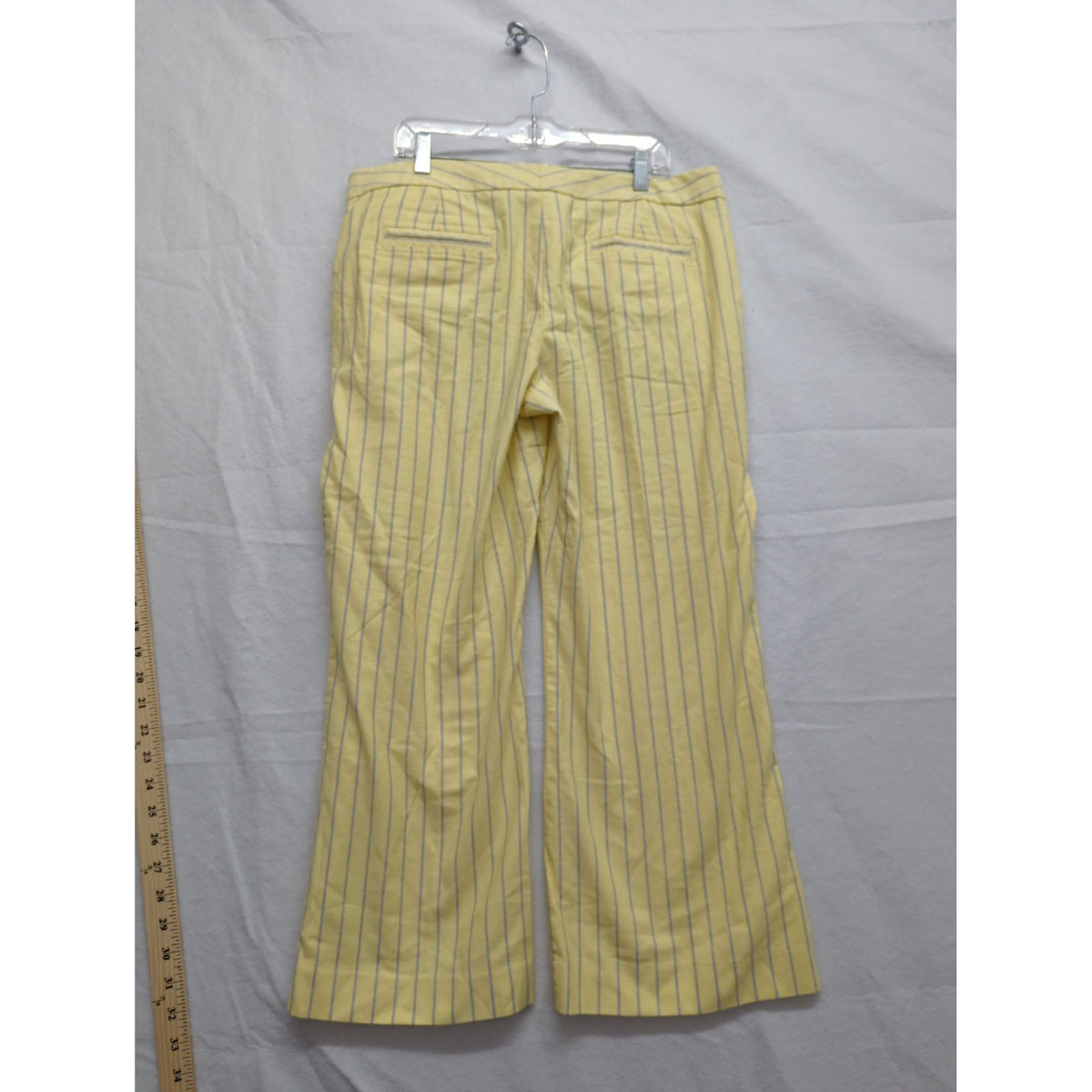 Express Design Studio Yellow Striped Editor Pants Size 10 Cotton Blend Womens Straight-Leg