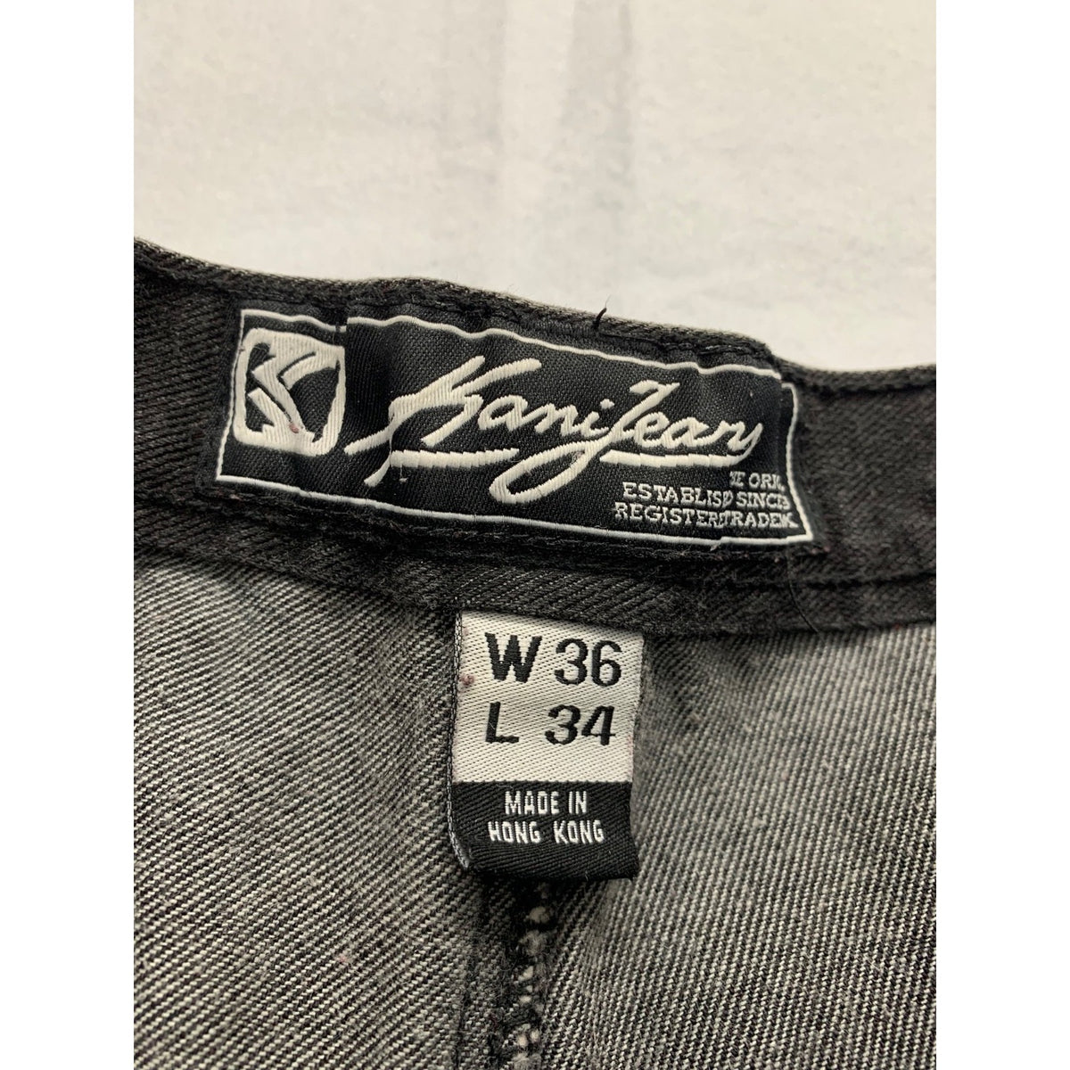 Karl Kani Black Denim Jeans W36 L34 Straight Leg Relaxed Fit Hong Kong Made