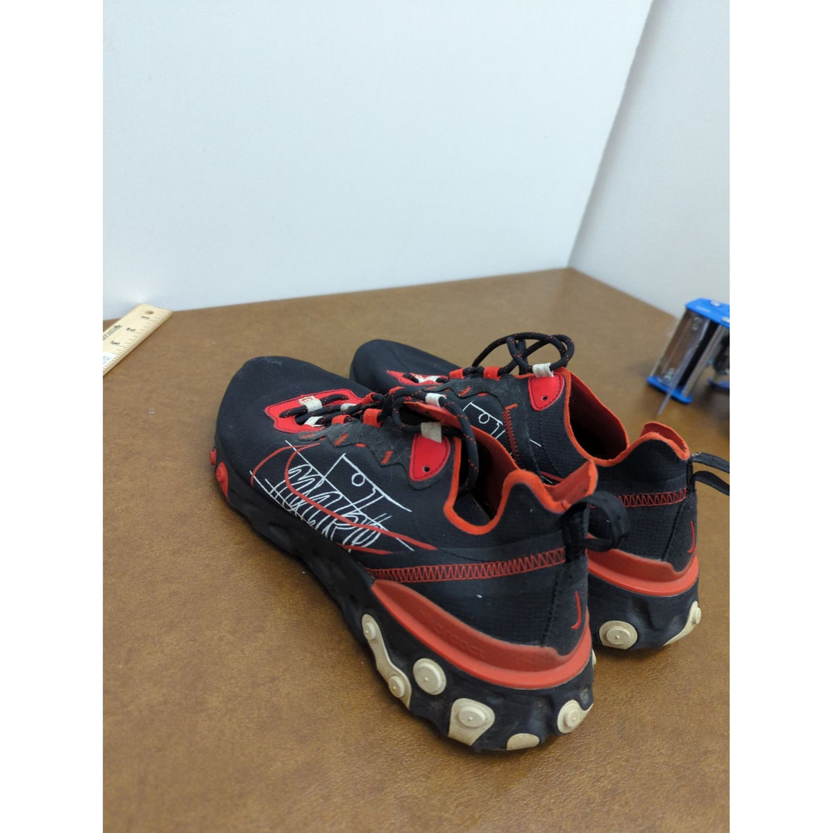 Nike React Element 55 Black & Red Mens Running Shoes Size 10.5