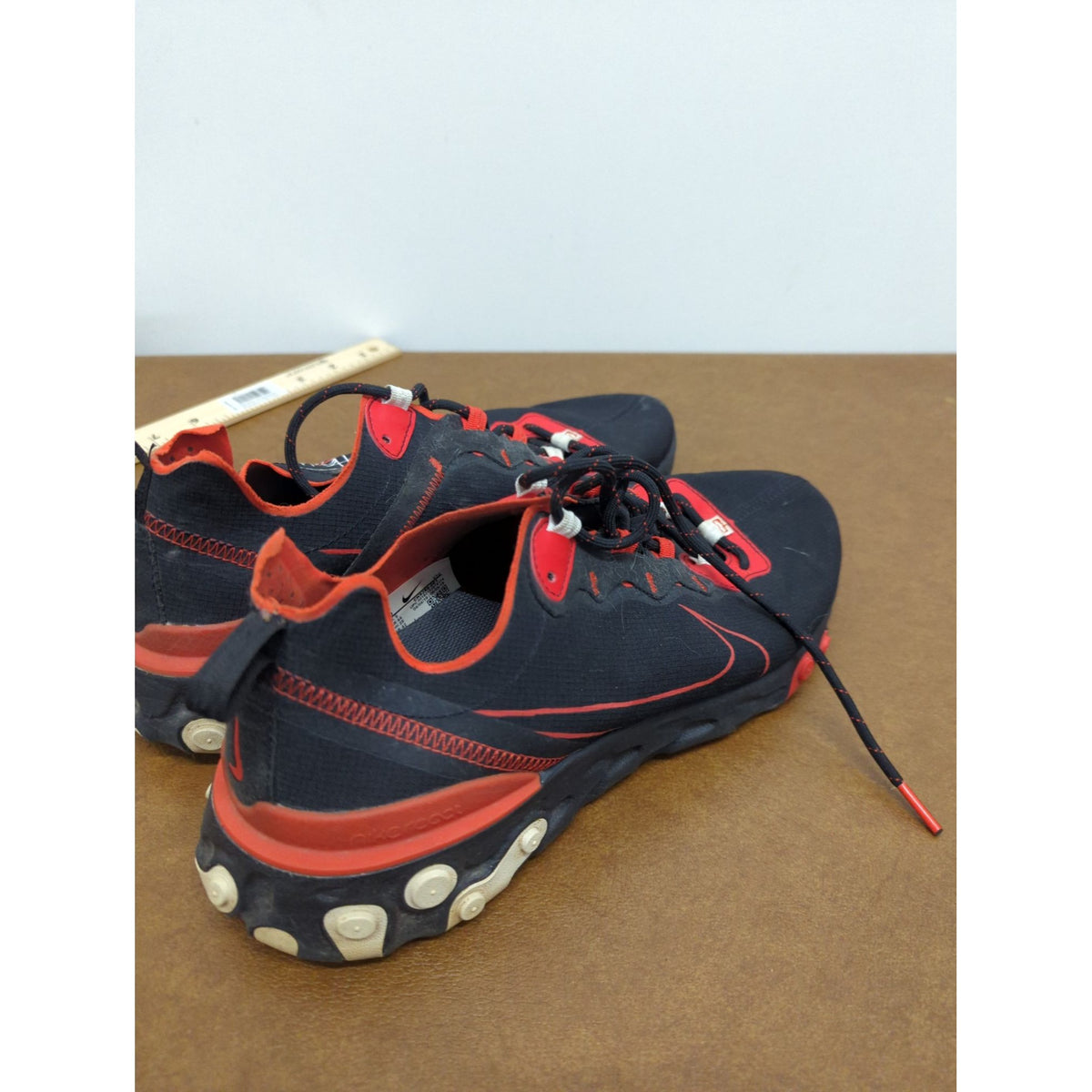 Nike React Element 55 Black & Red Mens Running Shoes Size 10.5