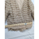 Hinge Ruffled Sheer Layered Beige Jacket Womens Size M Made In India