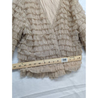 Hinge Ruffled Sheer Layered Beige Jacket Womens Size M Made In India