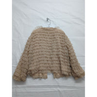 Hinge Ruffled Sheer Layered Beige Jacket Womens Size M Made In India