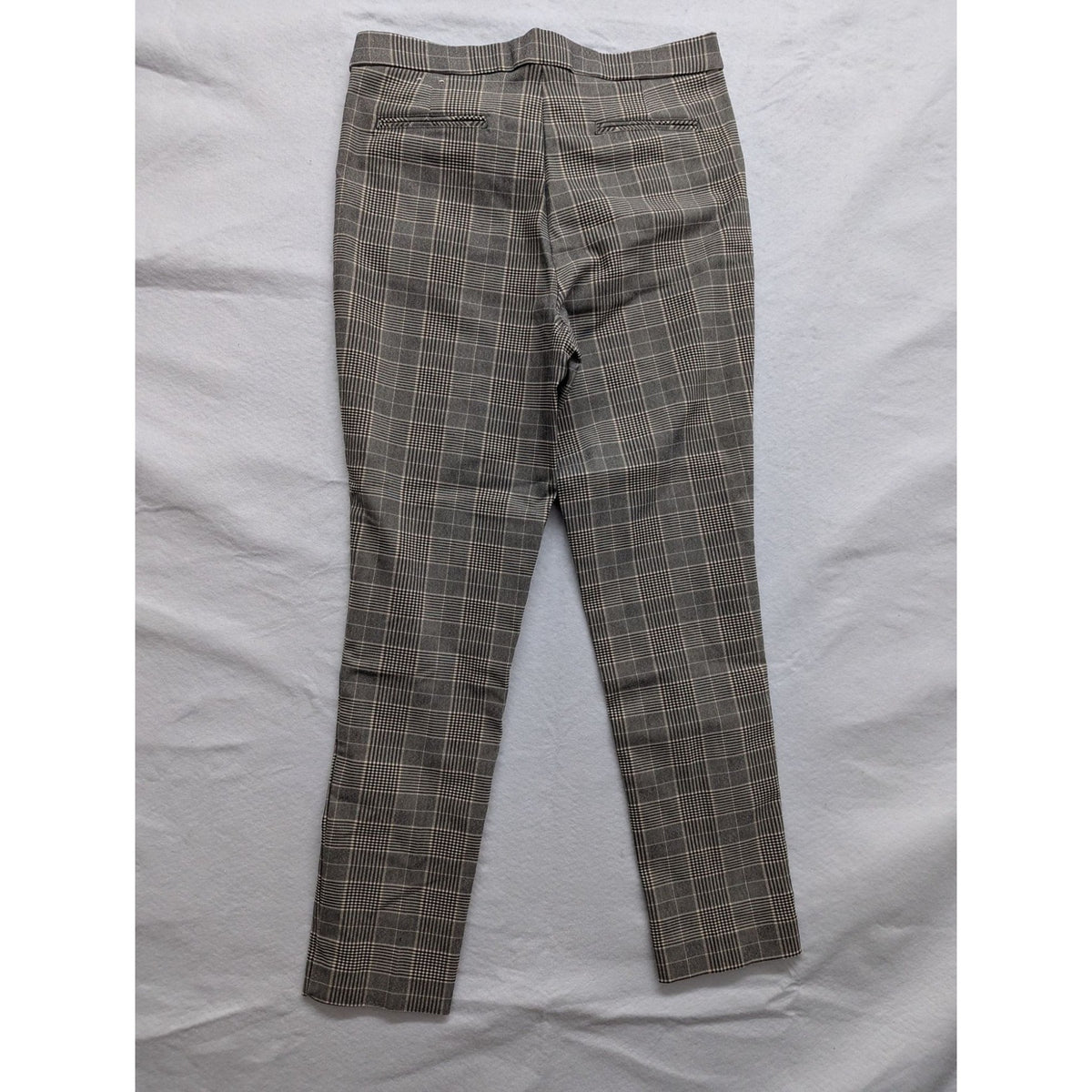 Anne Klein Womens Plaid Pants Size L Gray Black Checkered Pattern