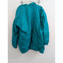 Vintage Teal & Black Hooded Winter Jacket With Snap Buttons