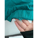 Vintage Teal & Black Hooded Winter Jacket With Snap Buttons