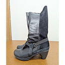 Merrell Womens Black Leather Suede Tall Heeled Boots With Side Zippers Size Unkn