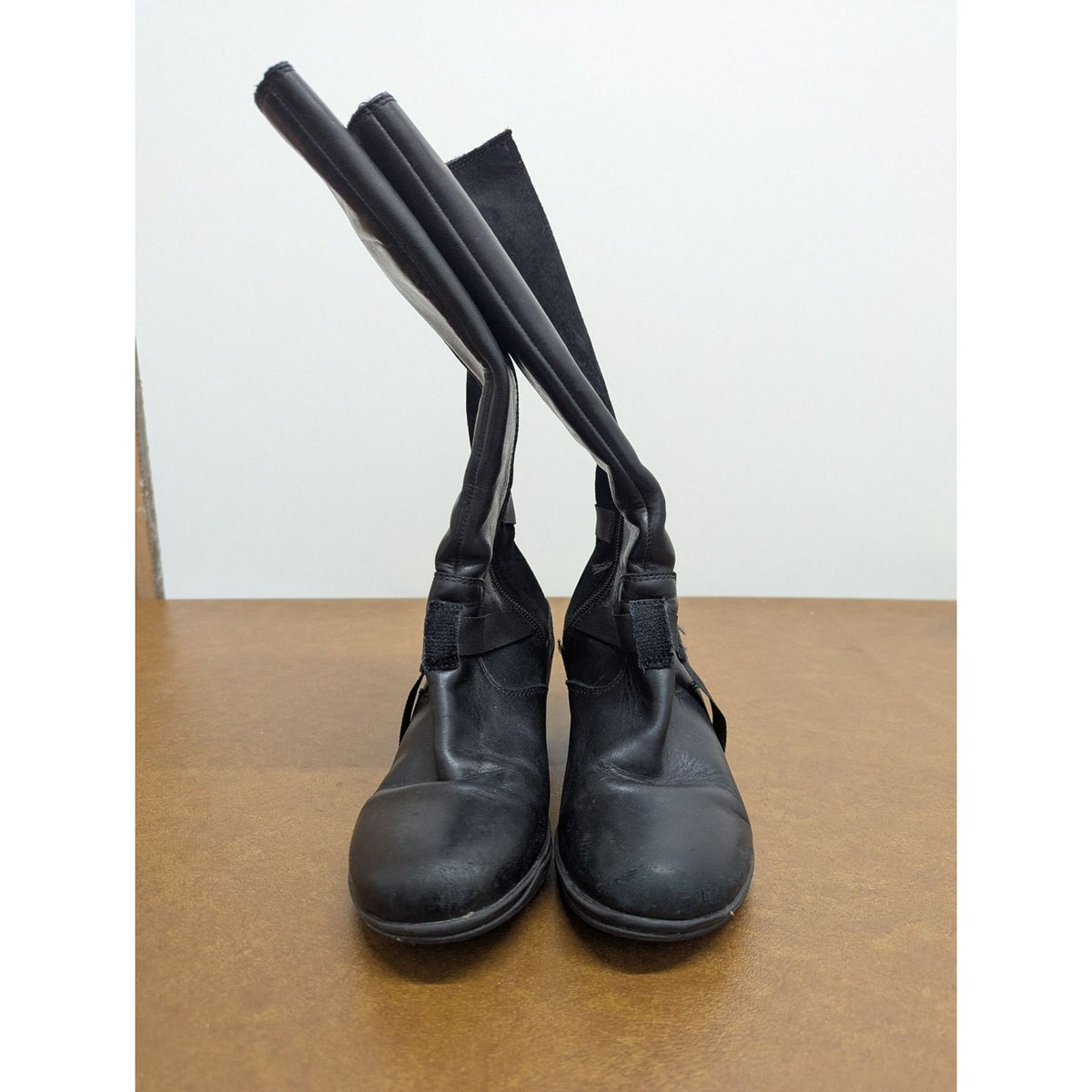 Merrell Womens Black Leather Suede Tall Heeled Boots With Side Zippers Size Unkn