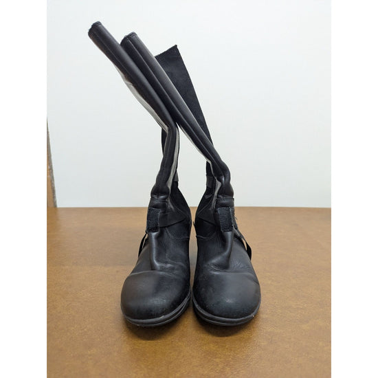 Merrell Womens Black Leather Suede Tall Heeled Boots With Side Zippers Size Unkn