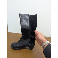 Merrell Womens Black Leather Suede Tall Heeled Boots With Side Zippers Size Unkn