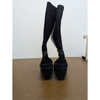 Merrell Womens Black Leather Suede Tall Heeled Boots With Side Zippers Size Unkn